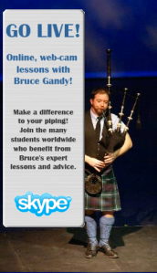 Bruce Gandy offers Skype bagpipe instruction